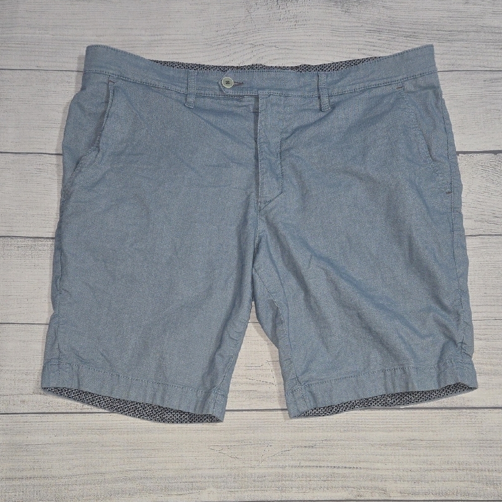 Ted Baker London Men's Herbosh Cotton Chino Flat Front Shorts Blue Size 38